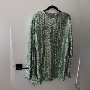 ASOS Metallic Green Sequin Mini Dress